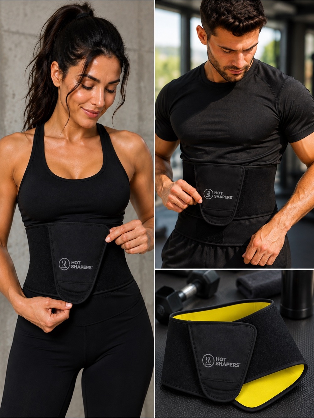 🌙✨ Hot Shapers Waist Trimmer Belt Black & Yellow Body Shaper